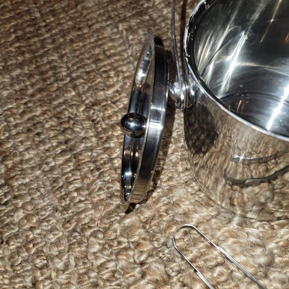 Insulated stainless steel Ice bucket w Tongs 7 .25"H Wine Chill Cooler w/ handle - Picture 13 of 16